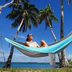 Double Nylon Camping Hammock Lightweight Portable Tree Straps Backpacking