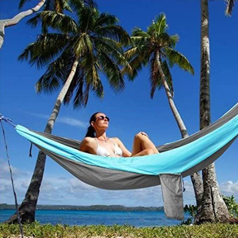 Double Nylon Camping Hammock Lightweight Portable Tree Straps Backpacking