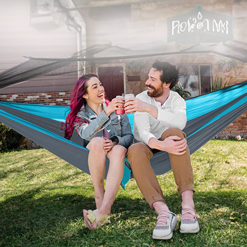 Double Nylon Camping Hammock Lightweight Portable Tree Straps Backpacking