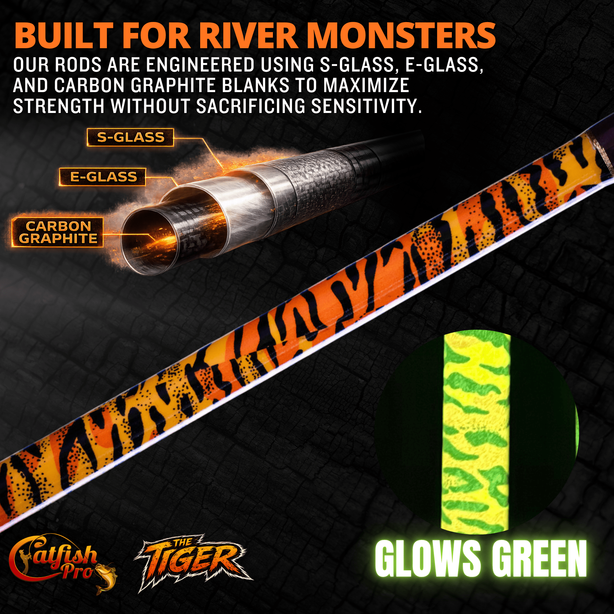 Catfish Pro 1 of 220 The Tiger Casting Rod-Limited Edition 7'6"