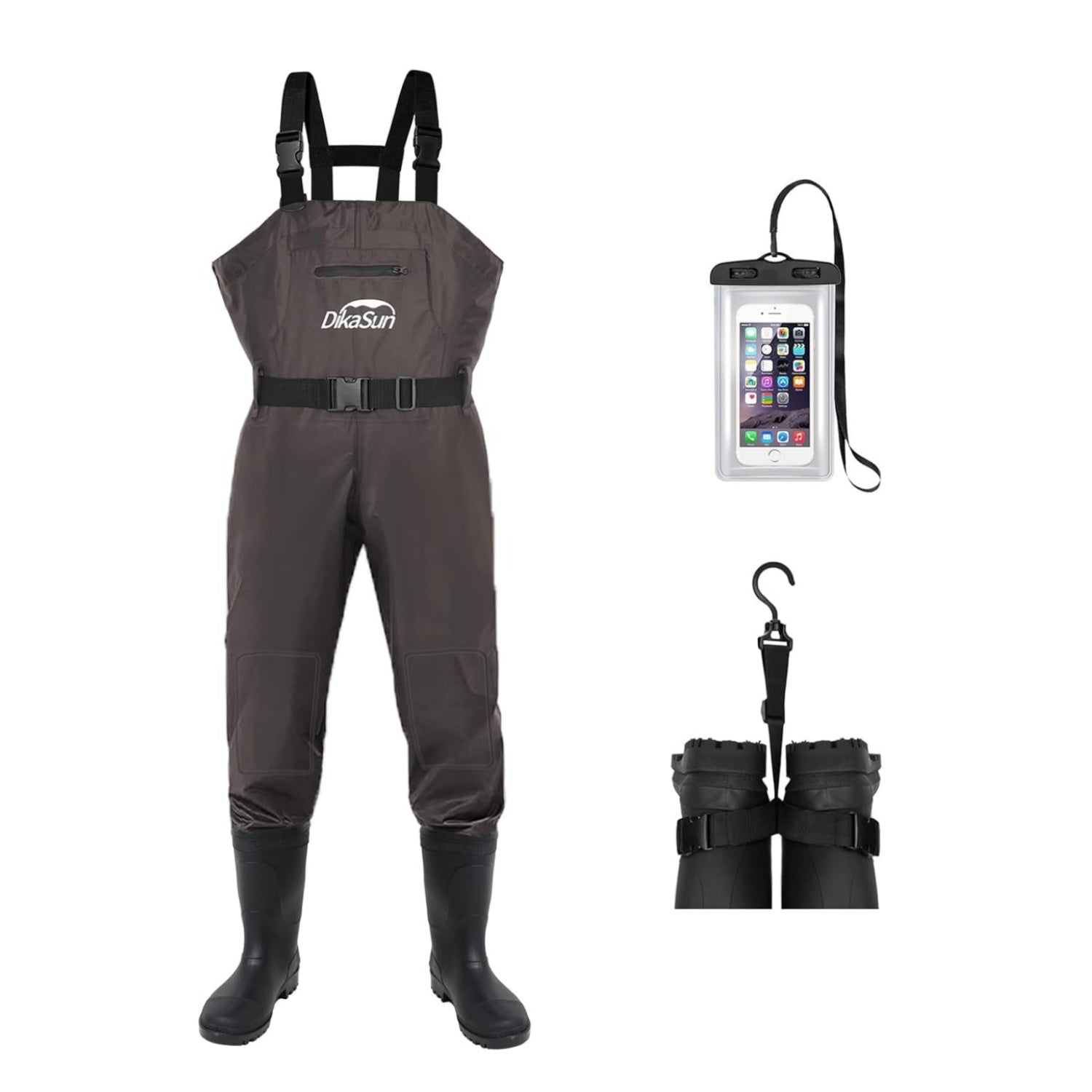 Dikasun Bootfoot Chest Waders Brown Nylon PVC Fishing Duck Hunting