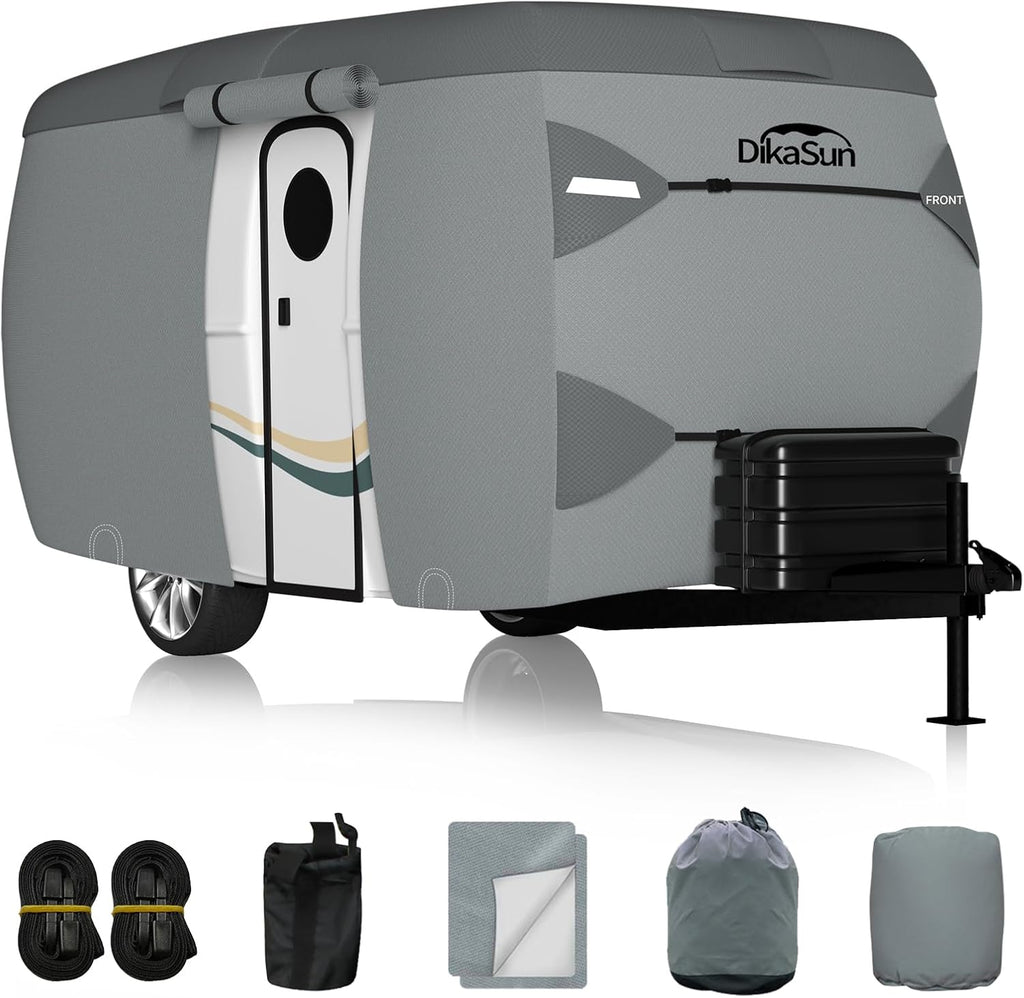Dikasun 7-Layer Fiberglass Travel Trailer Cover Waterproof RV Protection
