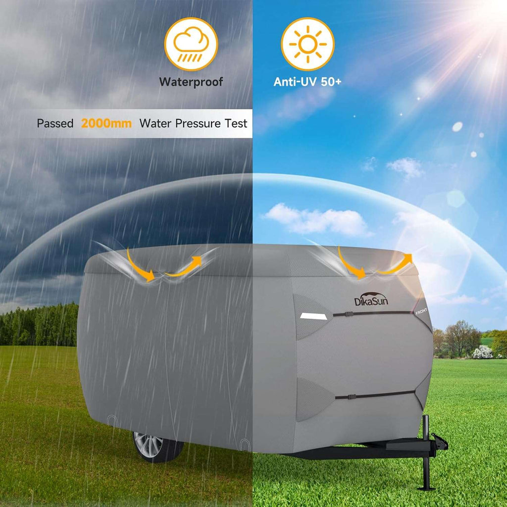 Dikasun 7-Layer Fiberglass Travel Trailer Cover Waterproof RV Protection