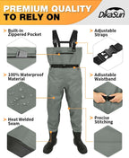 Dikasun Chest Waders Grey Nylon/PVC Bootfoot Hunting Fishing
