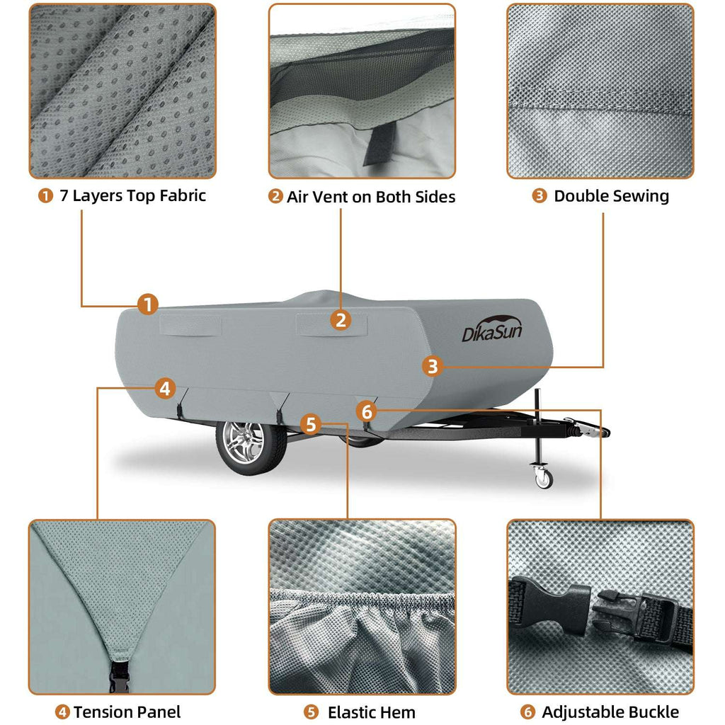 Dikasun 7-Layer Pop-Up Camper Cover Breathable UV Resistant Waterproof RV