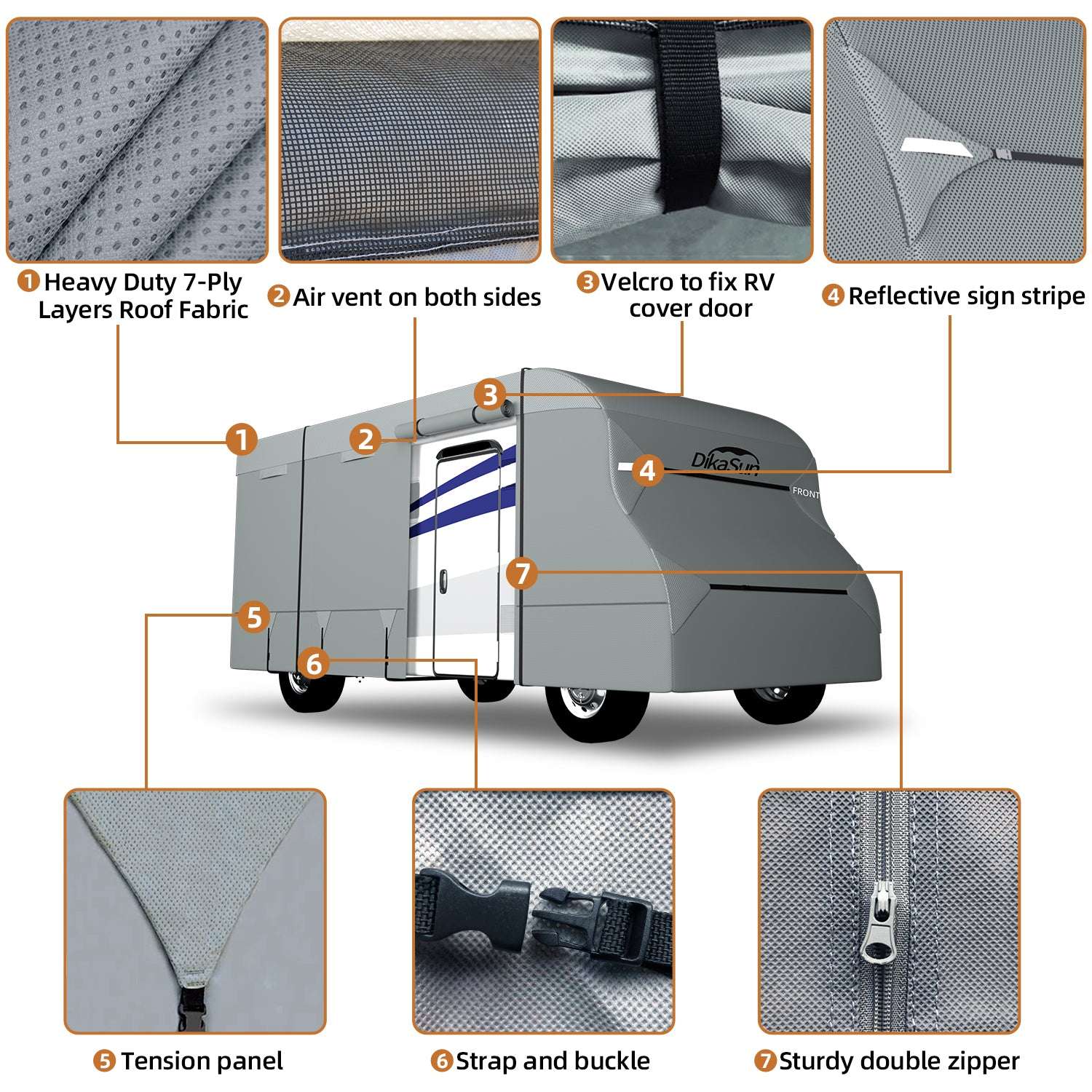 Dikasun Class C RV Cover 7-Layer Waterproof Ripstop Camper Protection