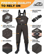 Dikasun Bootfoot Chest Waders Brown Nylon PVC Fishing Duck Hunting