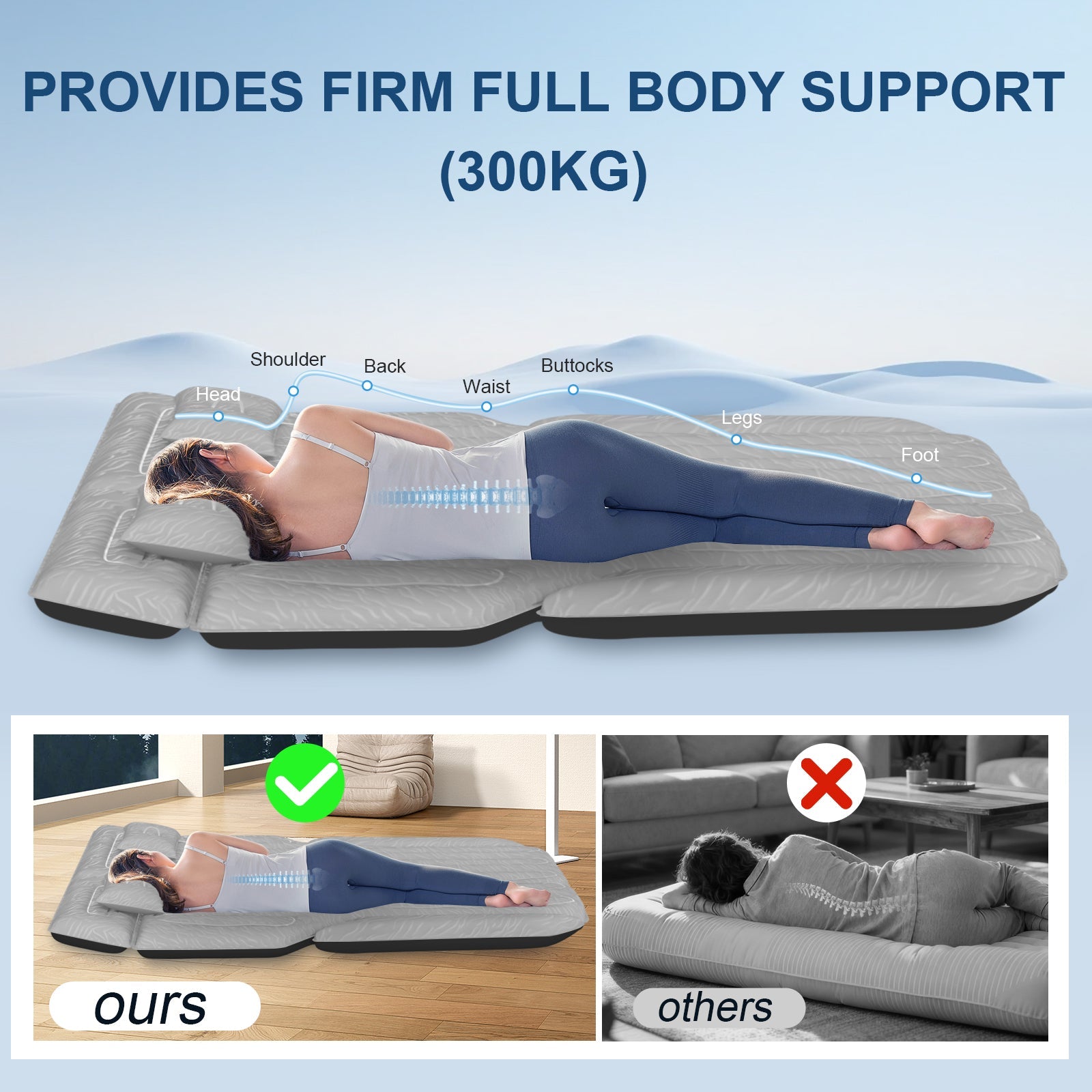 Dikasun Universal SUV Air Mattress Grey PVC Oxford Flocking Electric Pump