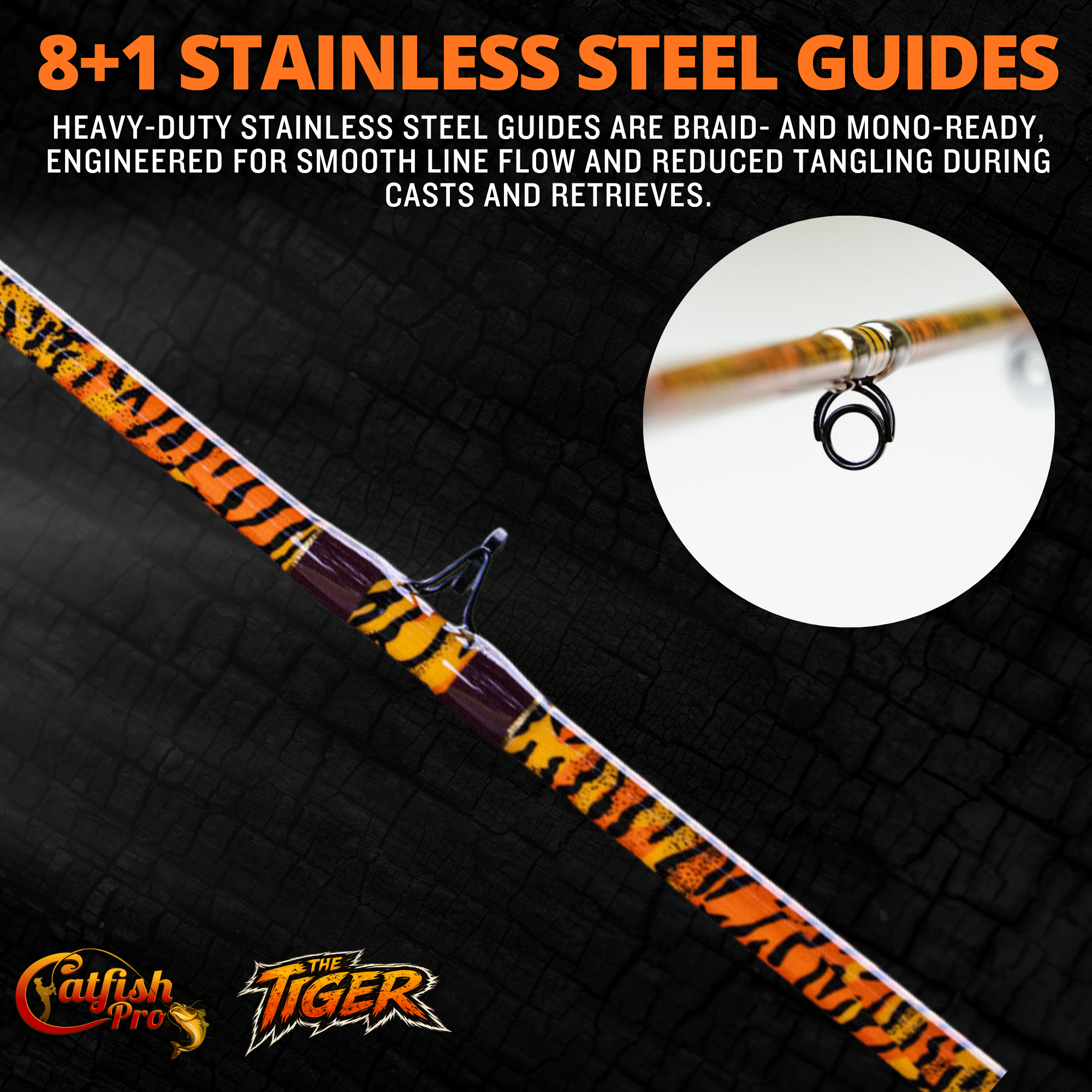 Catfish Pro Limited Edition The Tiger 7'6" Glow-in-Dark Spinning Rod