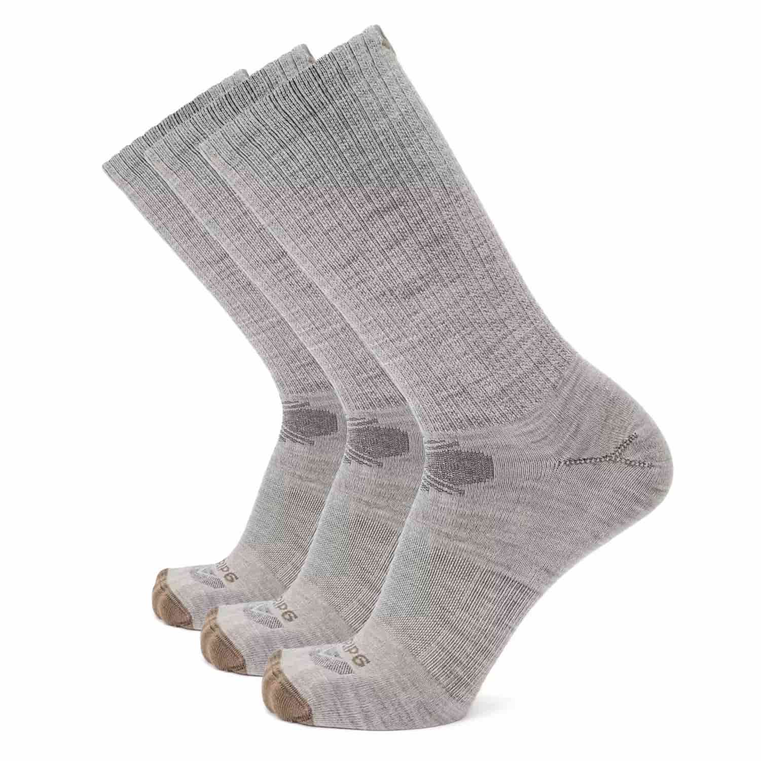 GRIP6 3 Pack Merino Wool Crew Dress Socks Ultralight Flat Knit USA Made