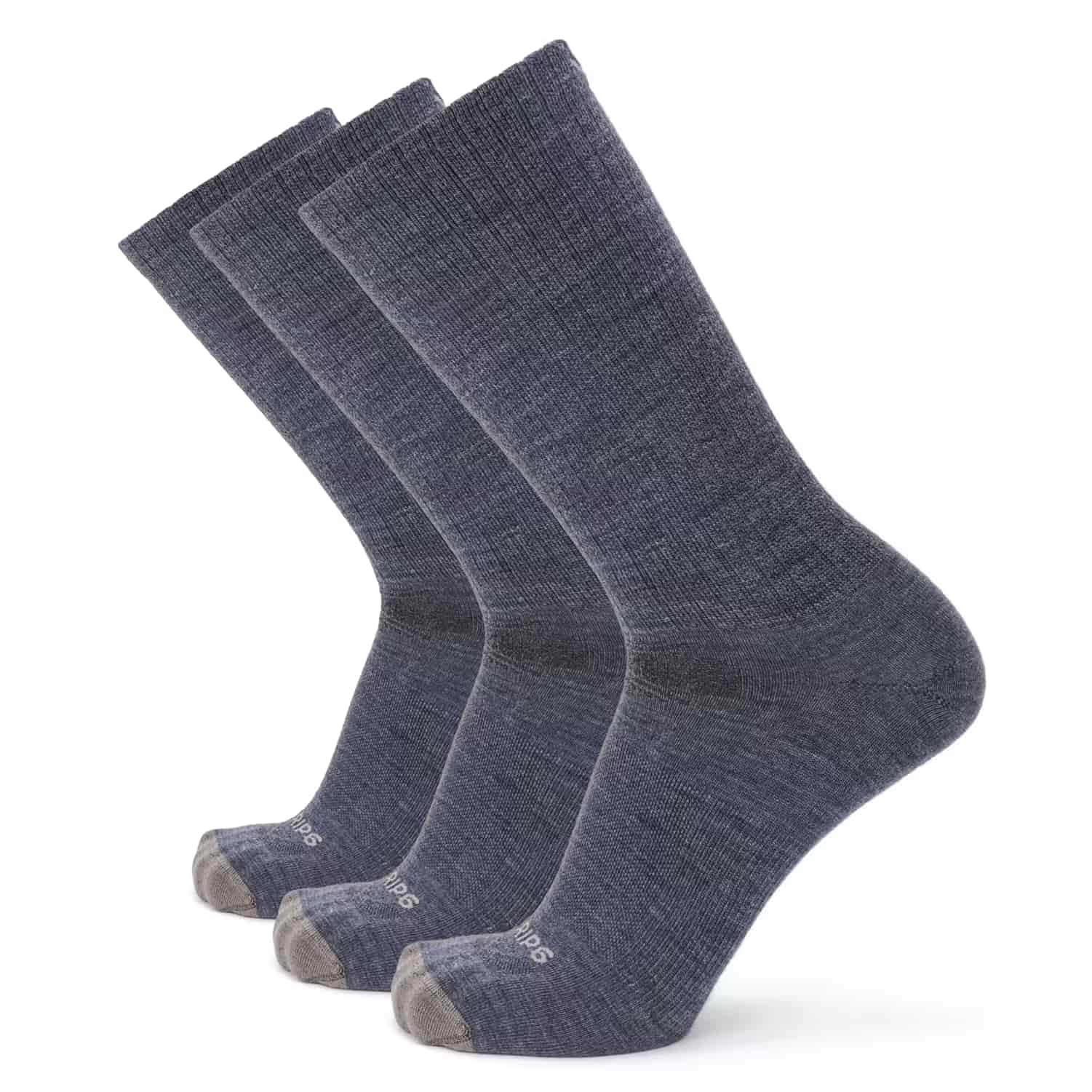 GRIP6 3 Pack Merino Wool Crew Dress Socks Ultralight Casual Gray USA Made