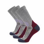 GRIP6 3 Pack Merino Wool Crew Hiking Socks Midweight Cushion Berry USA Made