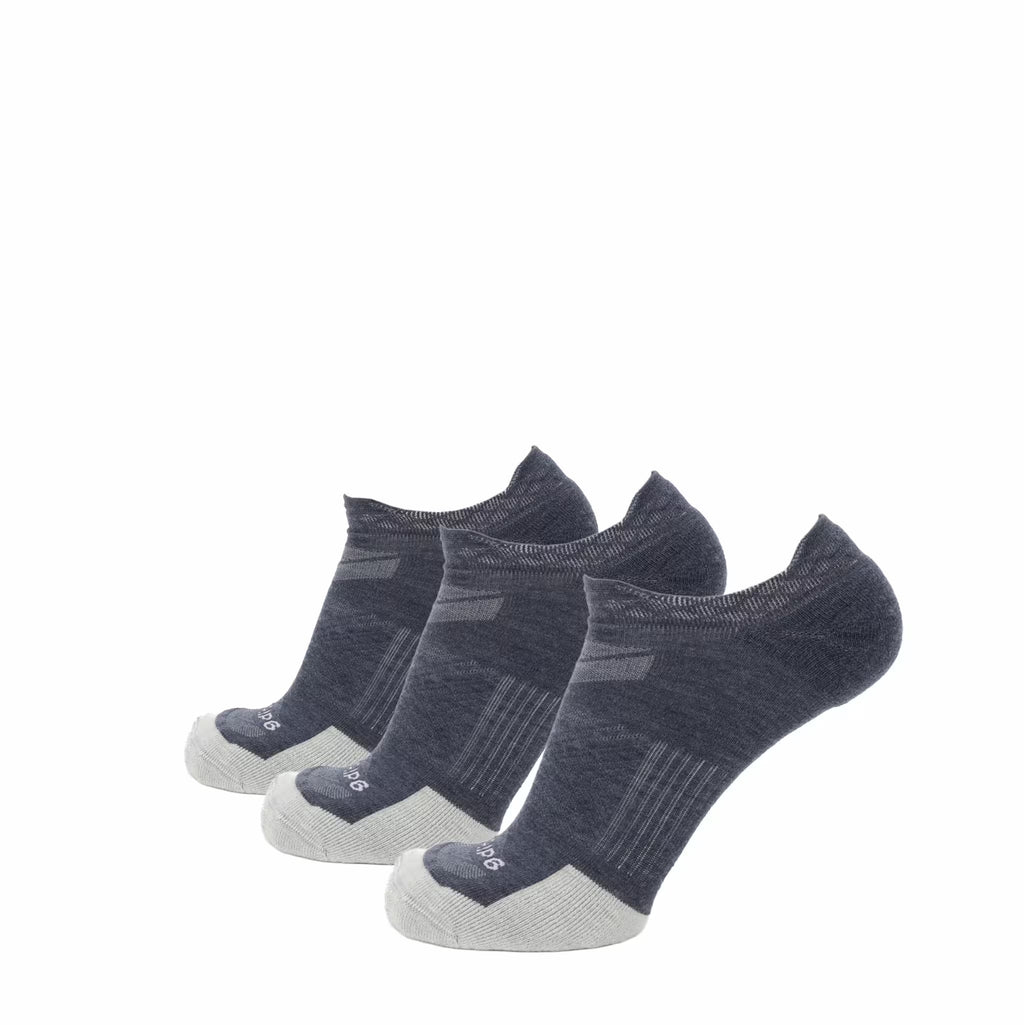 GRIP6 3 Pack Merino Wool No Show Running Socks Runweight Blue USA Made