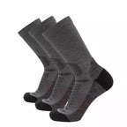 GRIP6 3 Pack Merino Wool Crew Hiking Socks Midweight Cushion Gray USA Made