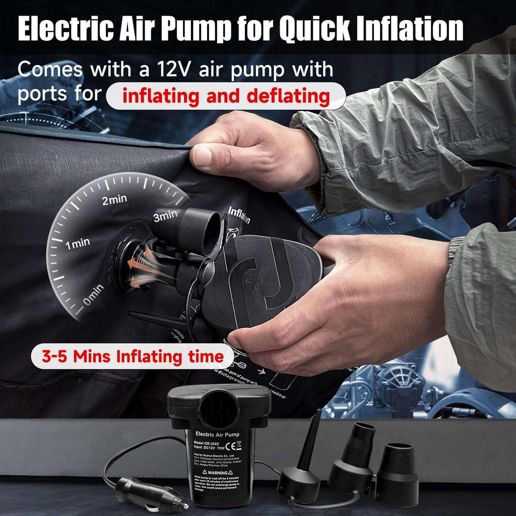 Dikasun Universal SUV Air Mattress Navy PVC Flocking Electric Pump