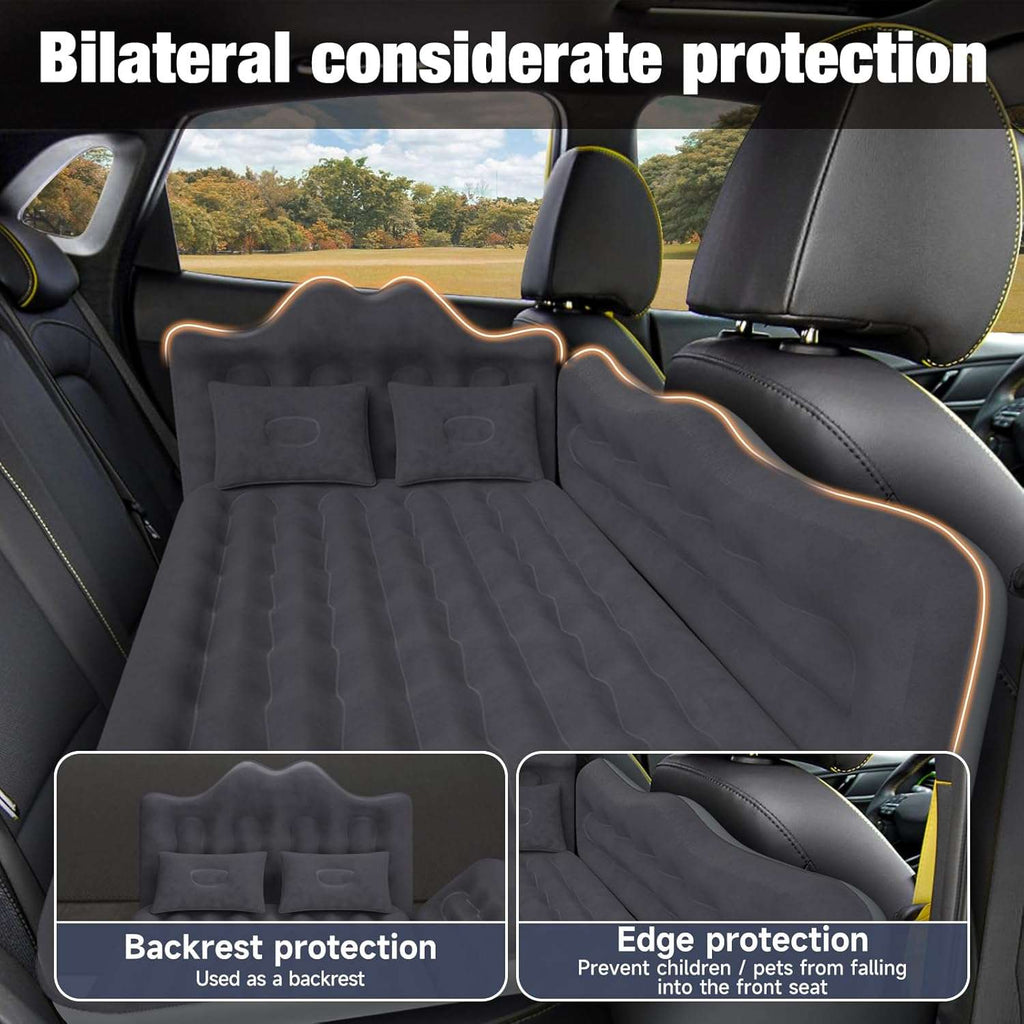 Dikasun Backseat Air Mattress 24" Width Black PVC Flocking SUV Truck