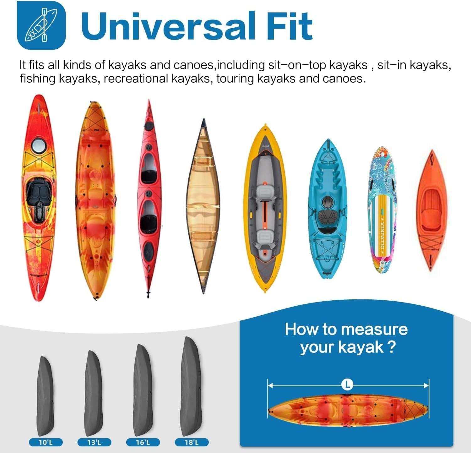 Dikasun Outdoor Kayak Cover 600D Polyester Waterproof UV Protection Boat Storage