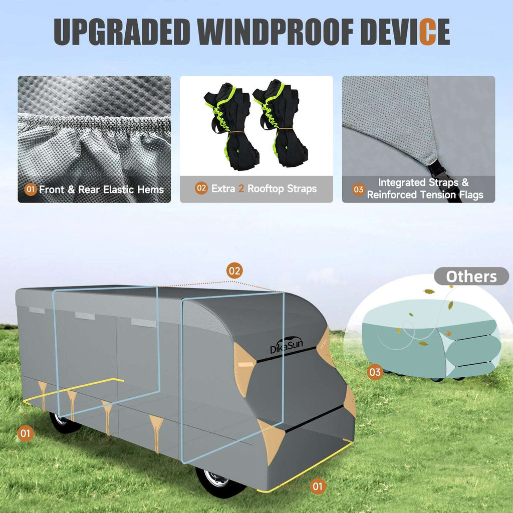 Dikasun Class C RV Cover 7-Layer Waterproof Ripstop Camper Protection