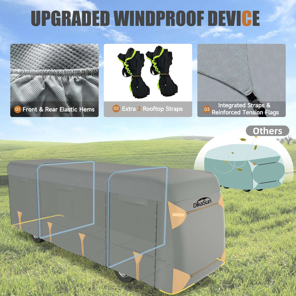 Dikasun Class A RV Cover 7-Layer Polypropylene Anti-UV Waterproof Motorhome