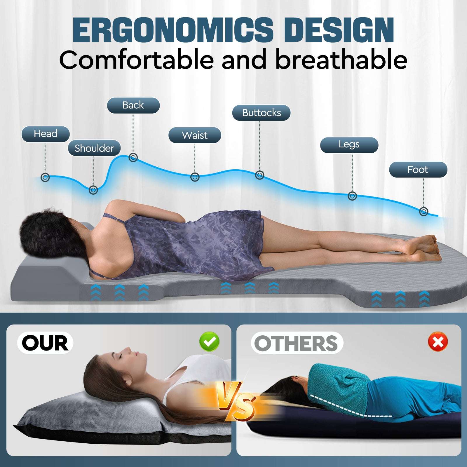 Dikasun Tesla Model Y Grey Self-Inflating Memory Foam Air Mattress SUV Camping