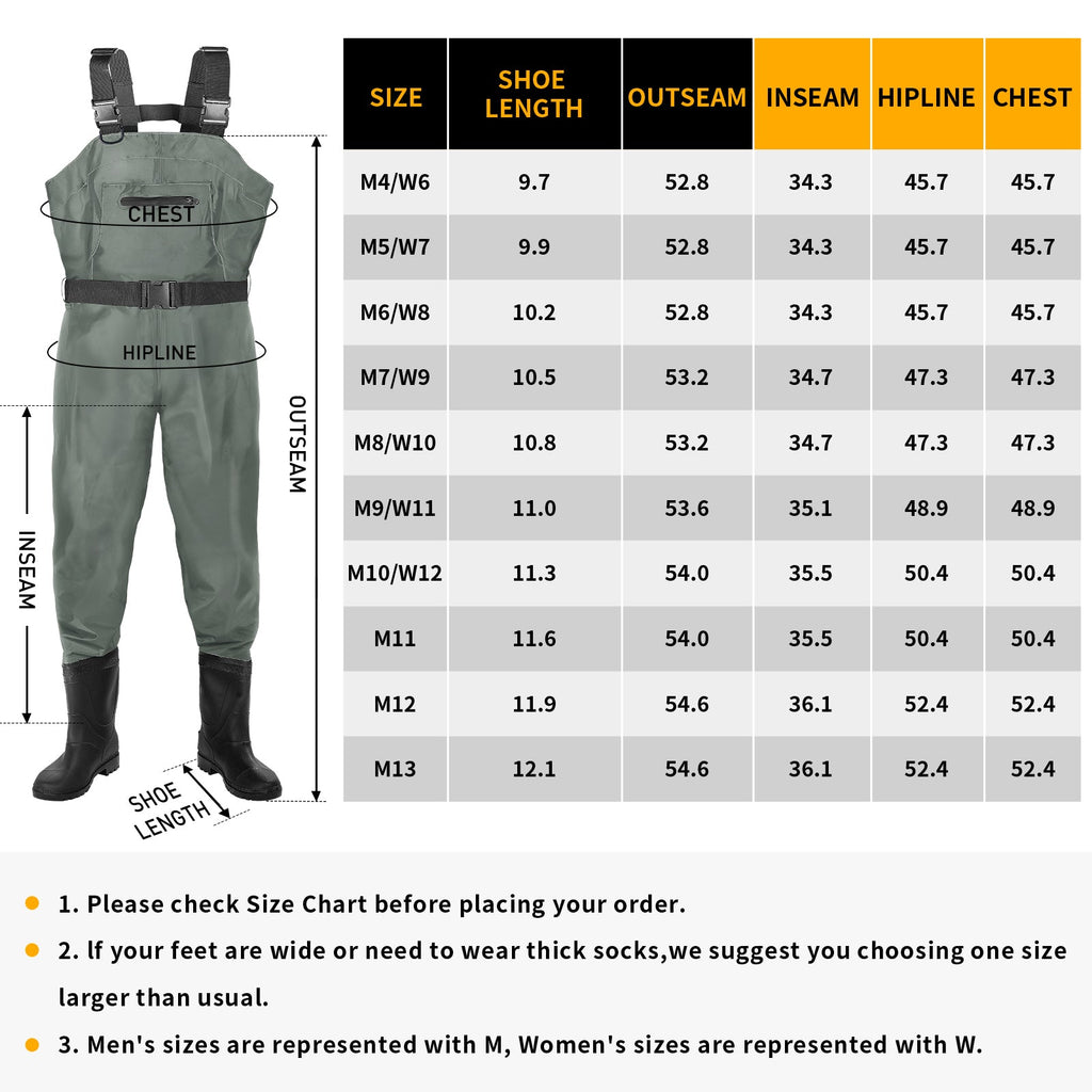 Dikasun Chest Waders Grey Nylon/PVC Bootfoot Hunting Fishing