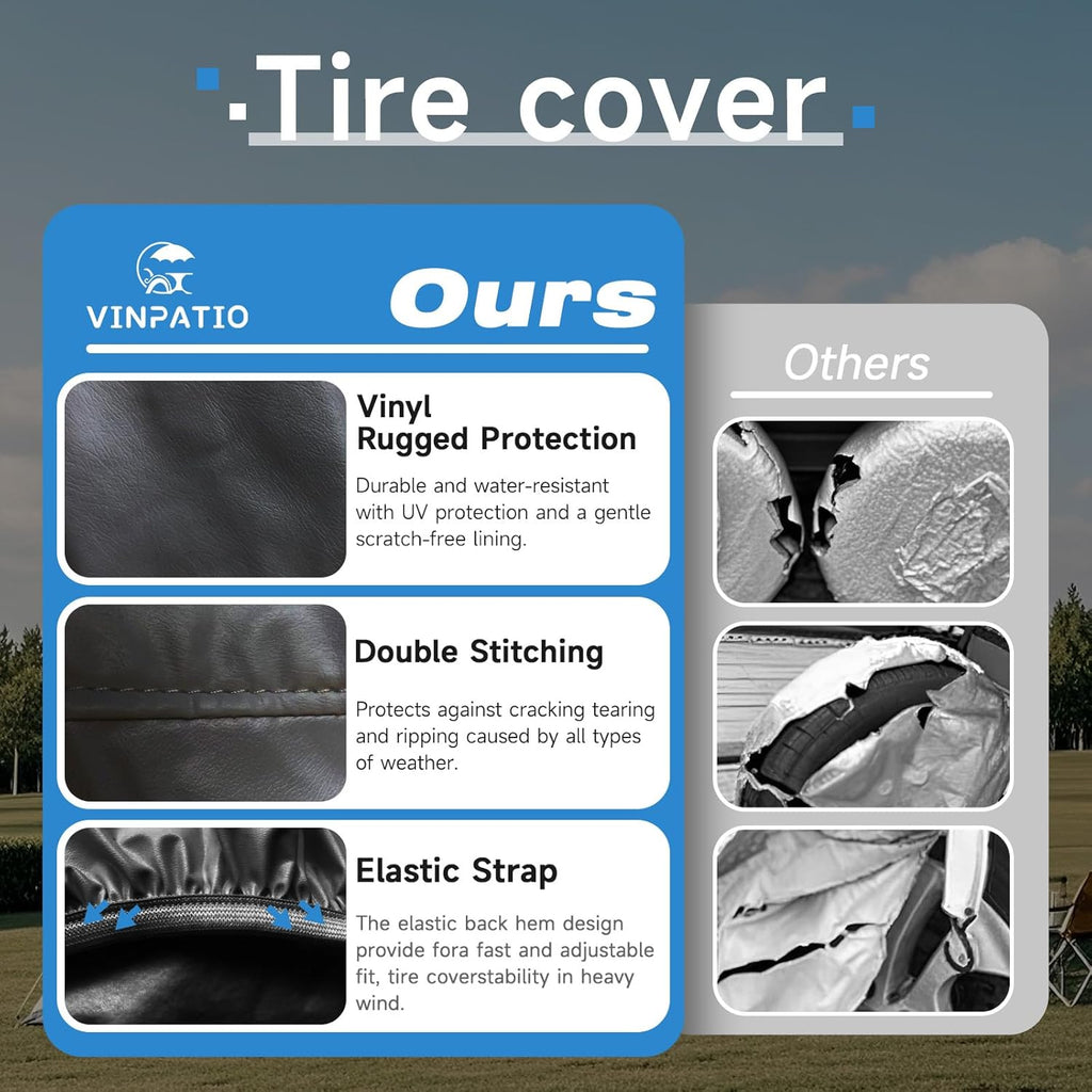 Dikasun Outdoor RV Tire Covers Set of 4 Black EVA Waterproof