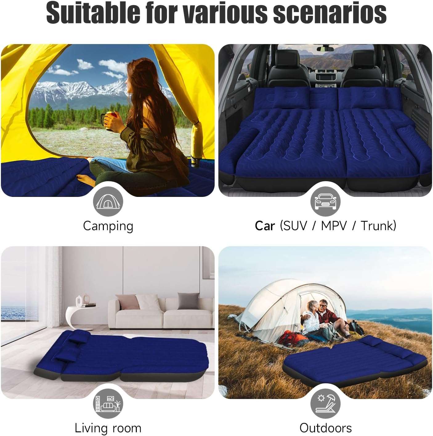 Dikasun Universal SUV Air Mattress Navy PVC Flocking Electric Pump