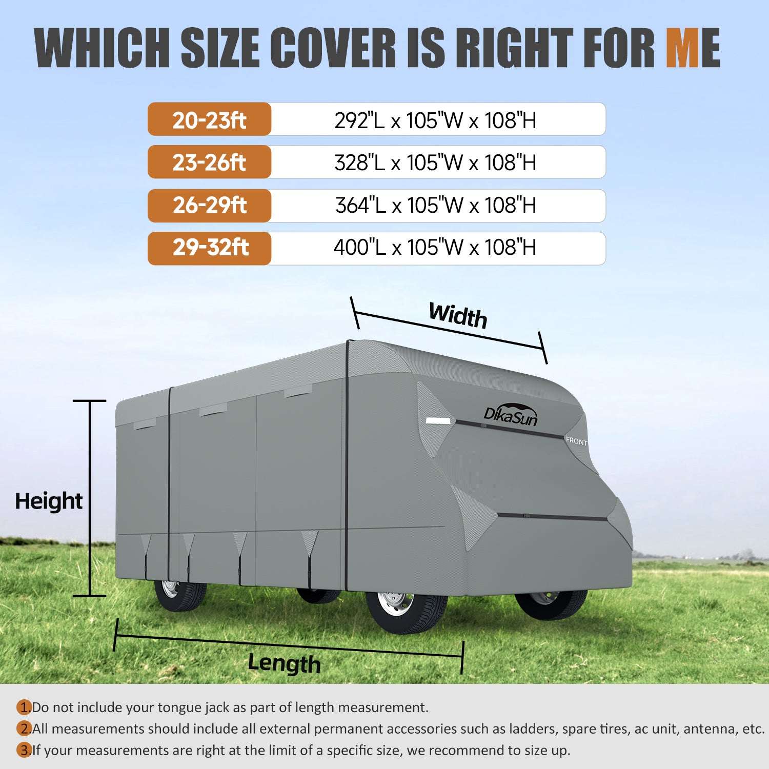 Dikasun Class C RV Cover 7-Layer Waterproof Ripstop Camper Protection