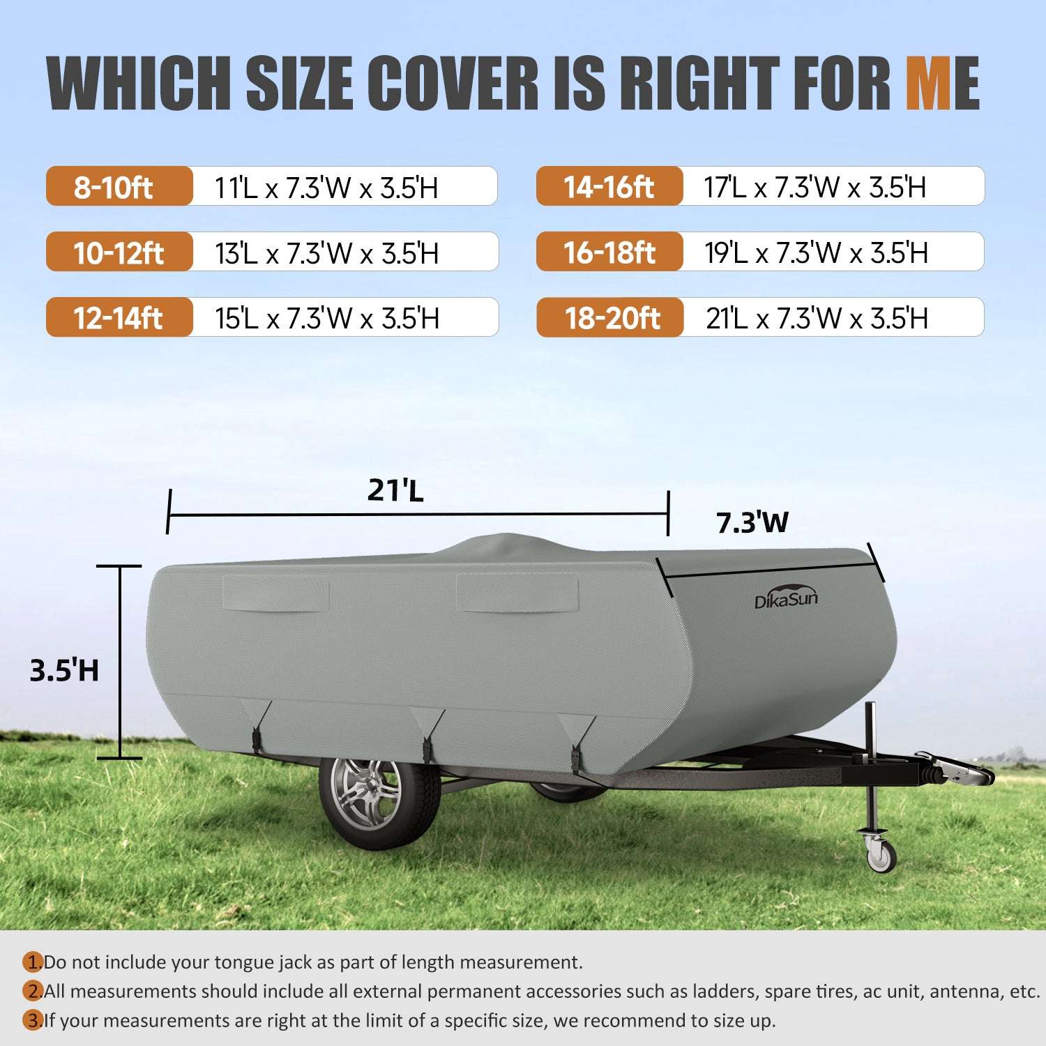 Dikasun 7-Layer Pop-Up Camper Cover Breathable UV Resistant Waterproof RV