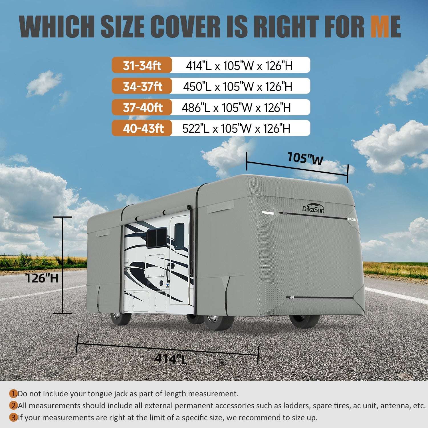 Dikasun Class A RV Cover 7-Layer Polypropylene Anti-UV Waterproof Motorhome