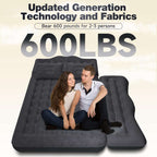 Dikasun Backseat Air Mattress 24" Width Black PVC Flocking SUV Truck