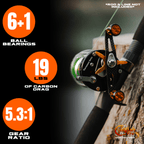 Catfish Pro 600CTS Round Baitcaster Reel 19lb of Drag 5.3:1 6+1BB