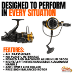 Catfish Pro 600STS Spinning Reel 5.2:1 Aluminum Spool Ambidextrous 5+1BB  5.2:1