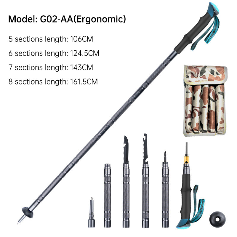 Folding Telescopic Adjustable Tactical Walking Stick Self Defense Hiking