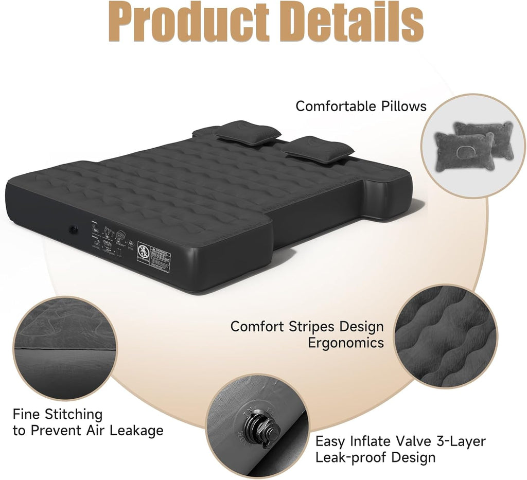 Dikasun Pickup Truck Bed Air Mattress 5.5-5.8 ft Black PVC Flocking