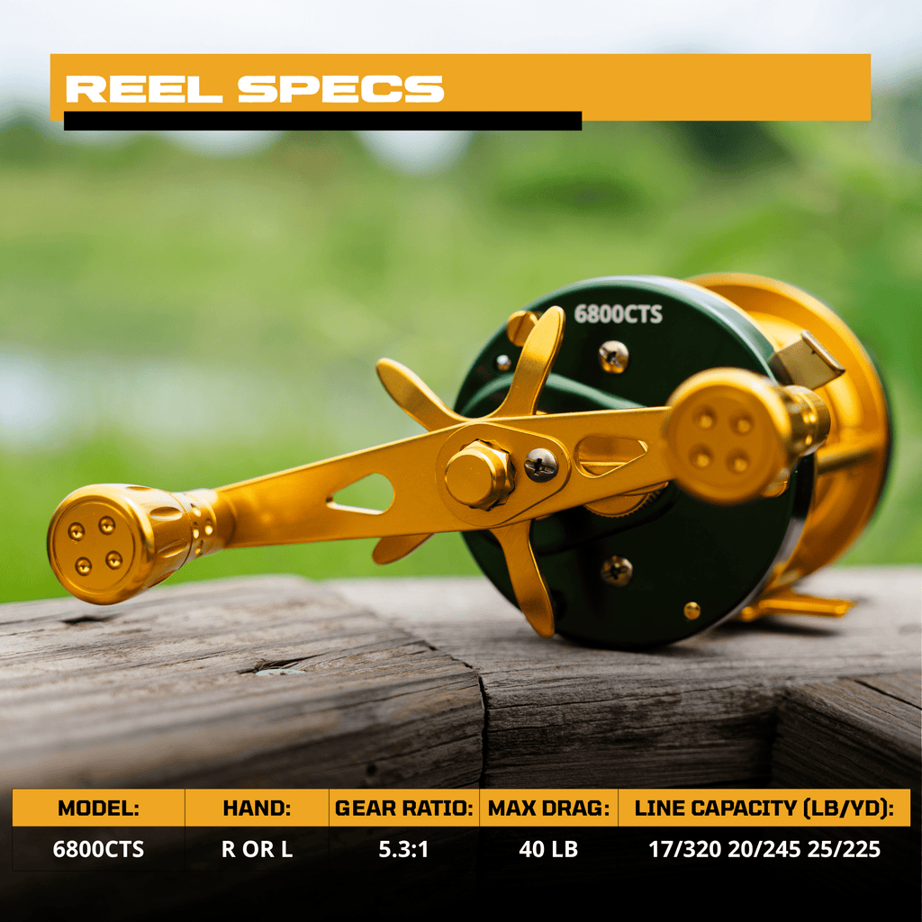 Catfish Pro 6800 CTS Baitcasting Reel 40lb Carbon Fiber Drag 8+1BB 5.3:1