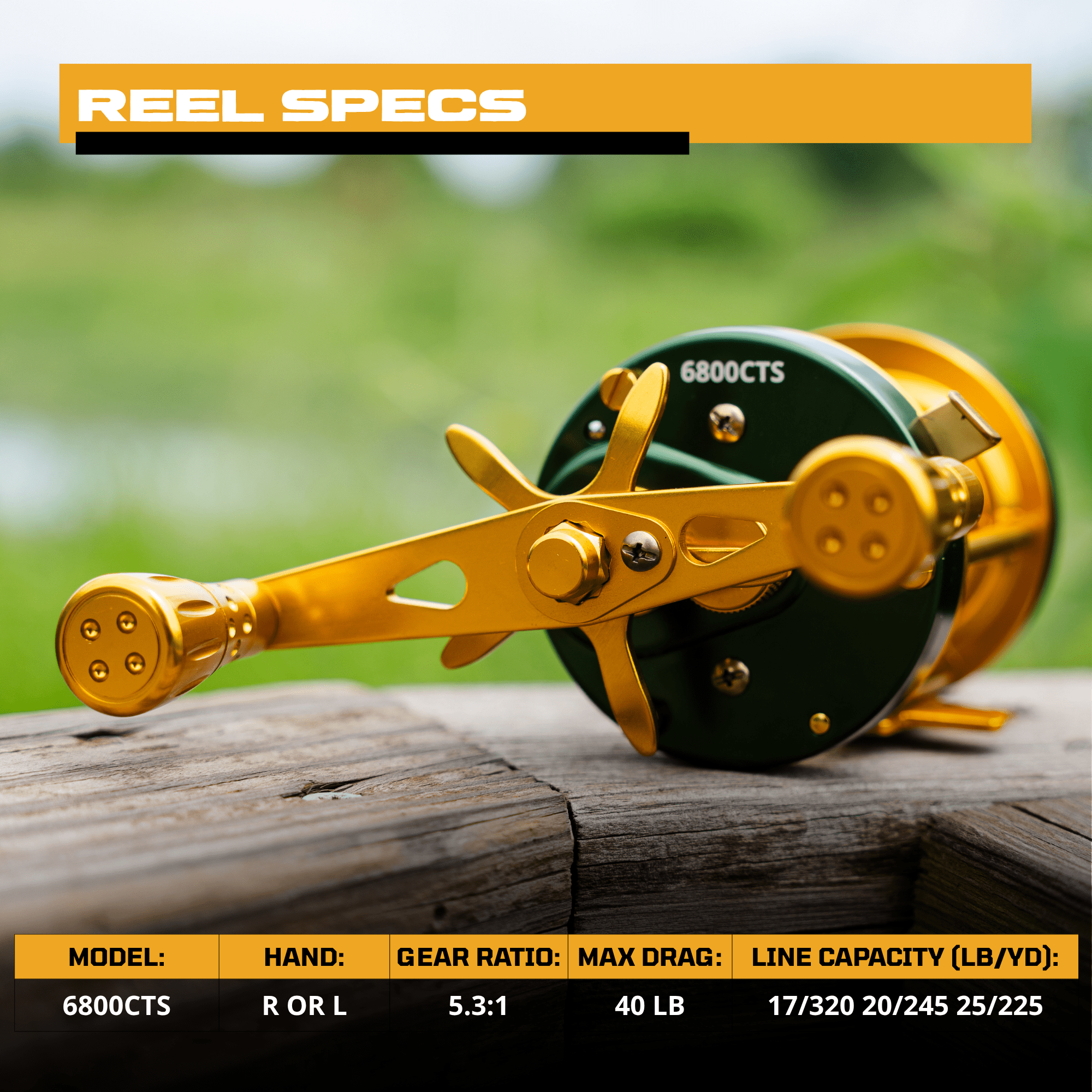 Catfish Pro 6800 CTS Baitcasting Reel 40lb Carbon Fiber Drag 8+1BB 5.3:1