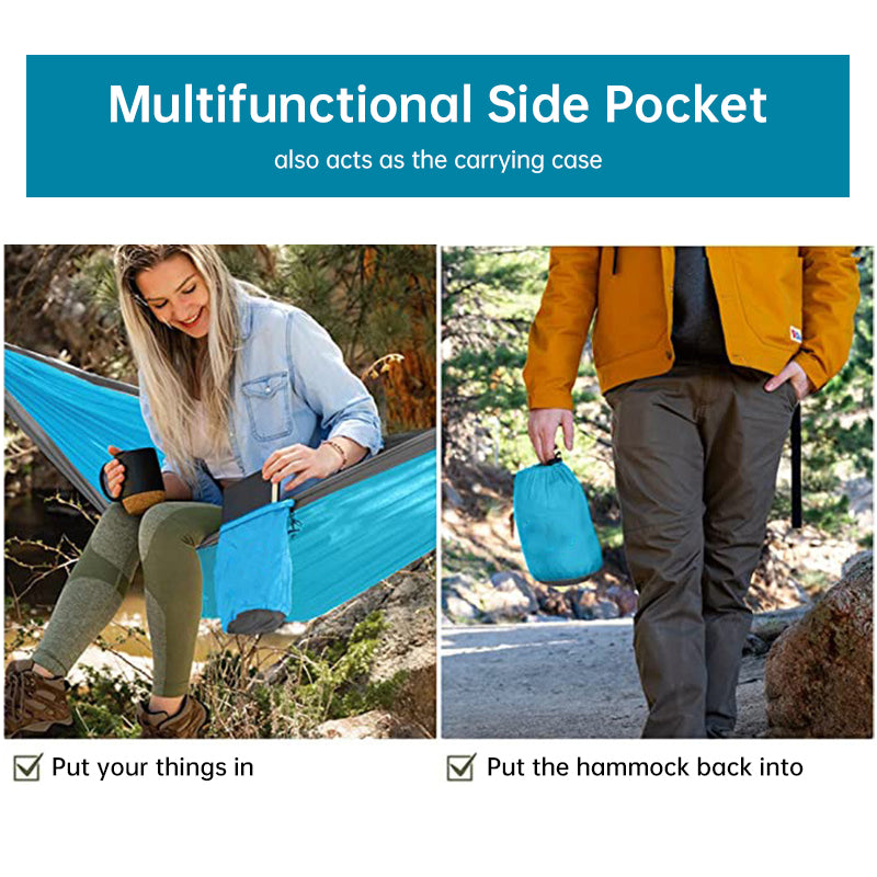 Double Nylon Camping Hammock Lightweight Portable Tree Straps Backpacking