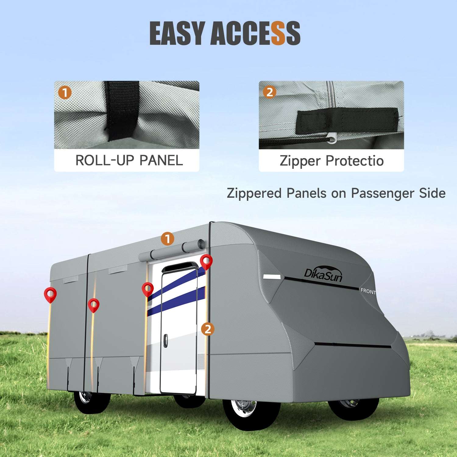 Dikasun Class C RV Cover 7-Layer Waterproof Ripstop Camper Protection