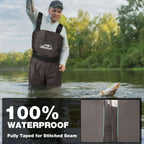 Dikasun Bootfoot Chest Waders Brown Nylon PVC Fishing Duck Hunting