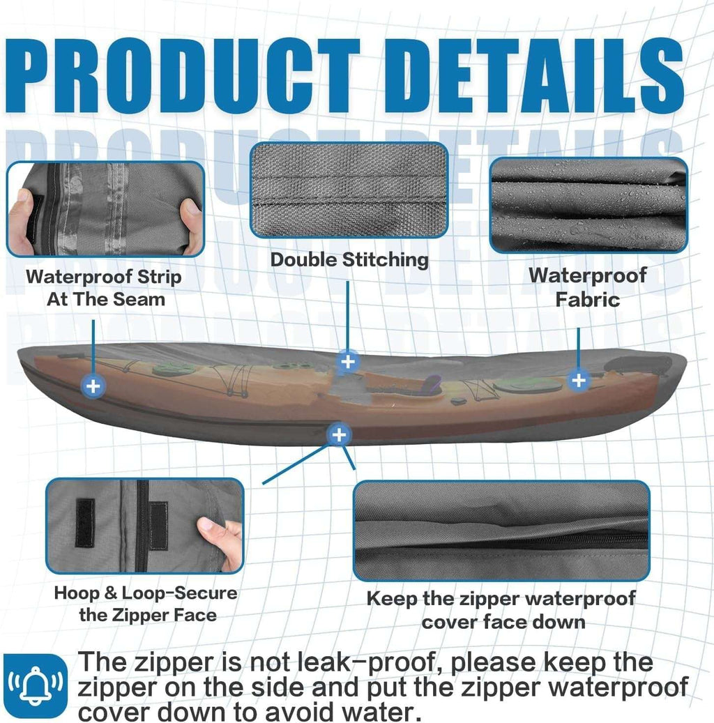 Dikasun Outdoor Kayak Cover 600D Polyester Waterproof UV Protection Boat Storage