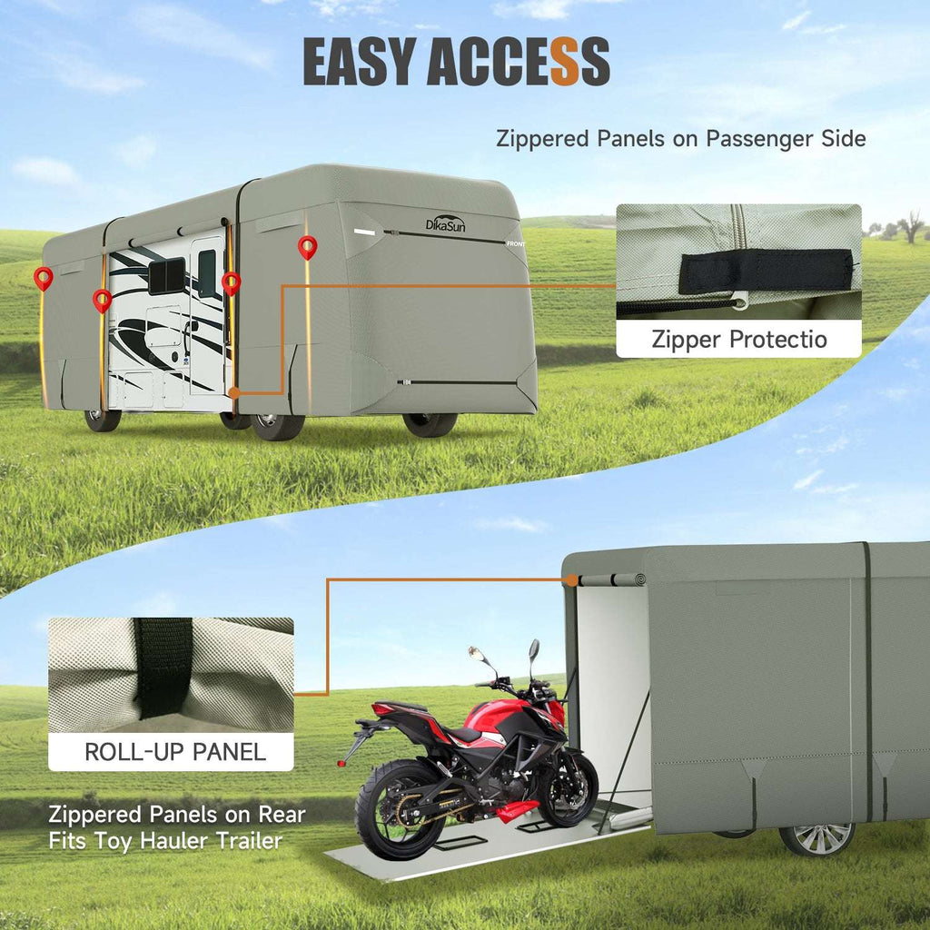 Dikasun Class A RV Cover 7-Layer Polypropylene Anti-UV Waterproof Motorhome