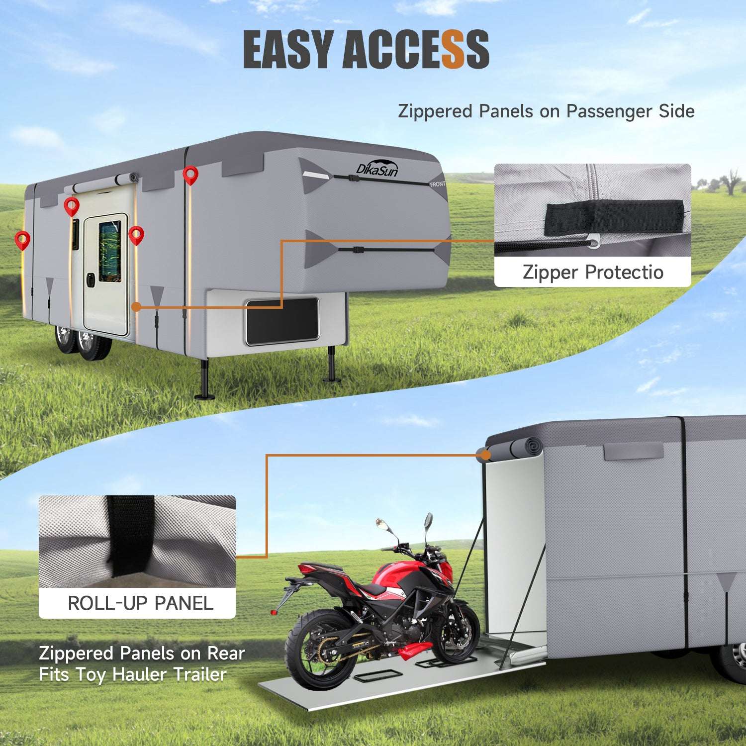 Dikasun 5th Wheel RV Cover 7-Layer UV Protection Waterproof Windproof