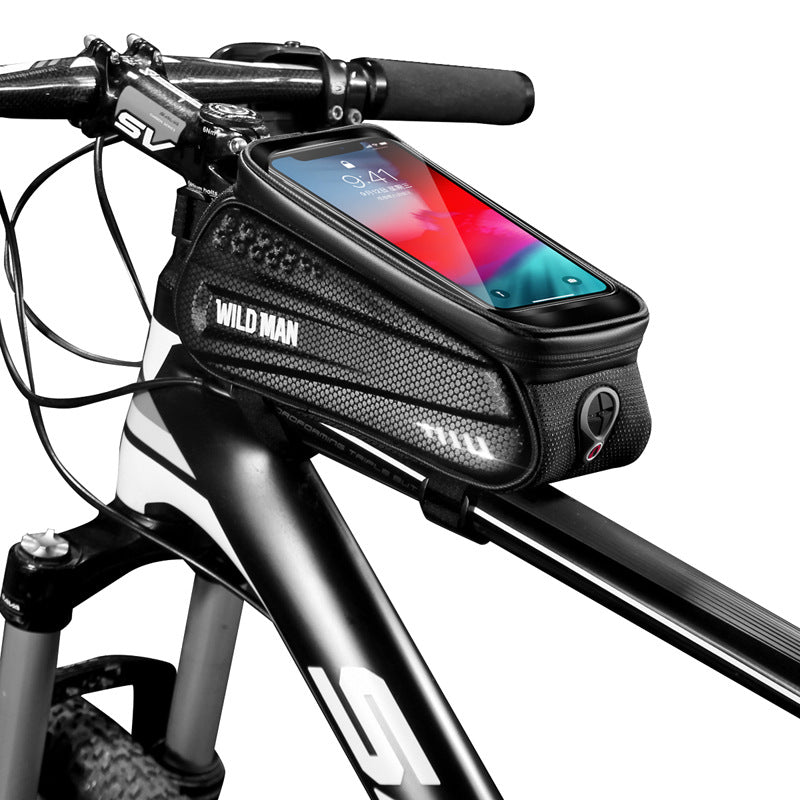 Hard Shell Bike Top Tube Phone Bag Touchscreen Mountain Front Beam Mount