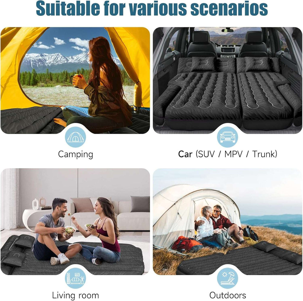 Dikasun SUV Air Mattress 63in Black PVC Flocking Inflatable Sleep Pad