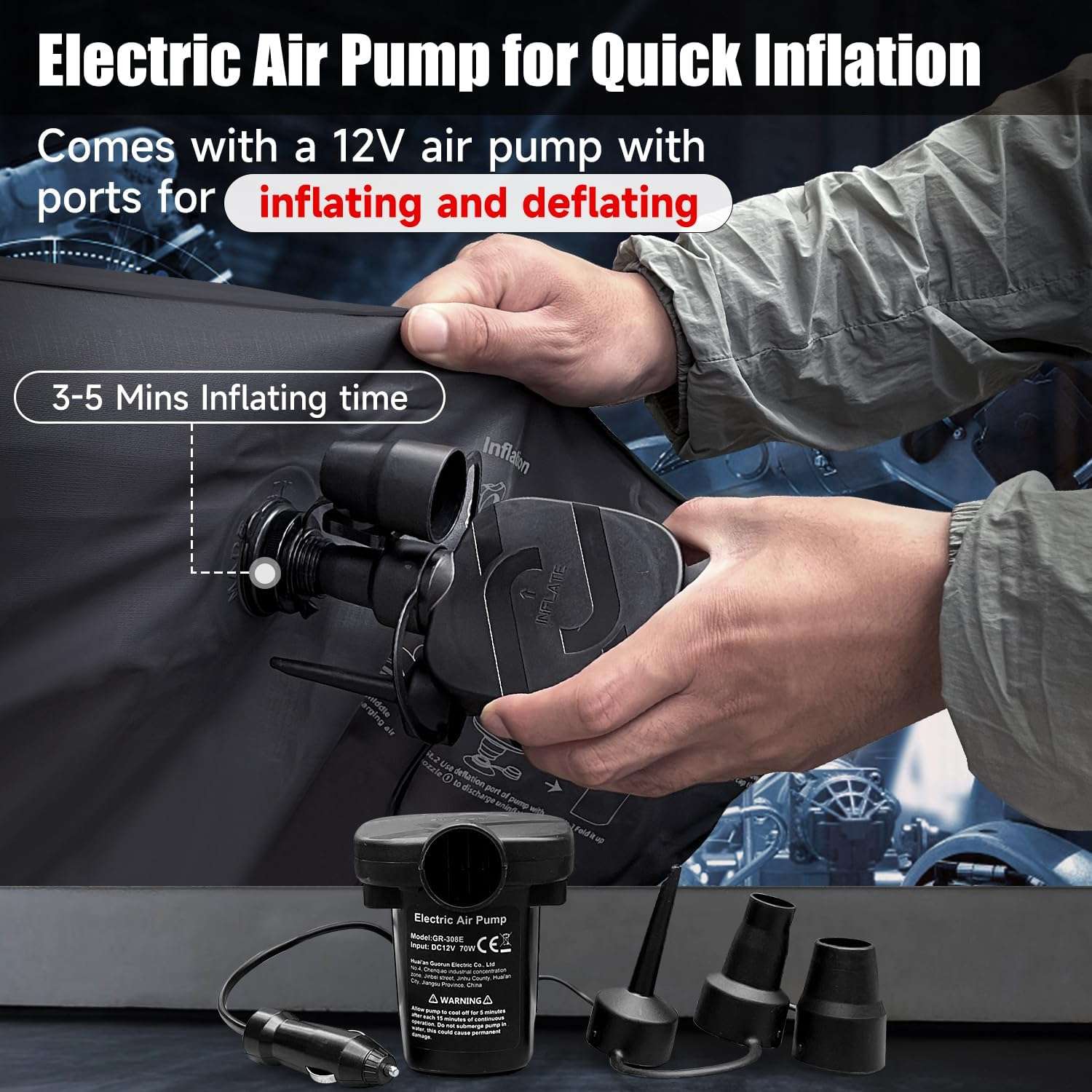 Dikasun Outdoor Backseat Air Mattress 35.4" Width Black Inflatable SUV Truck Bed