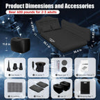 Dikasun Outdoor Backseat Air Mattress 35.4" Width Black Inflatable SUV Truck Bed