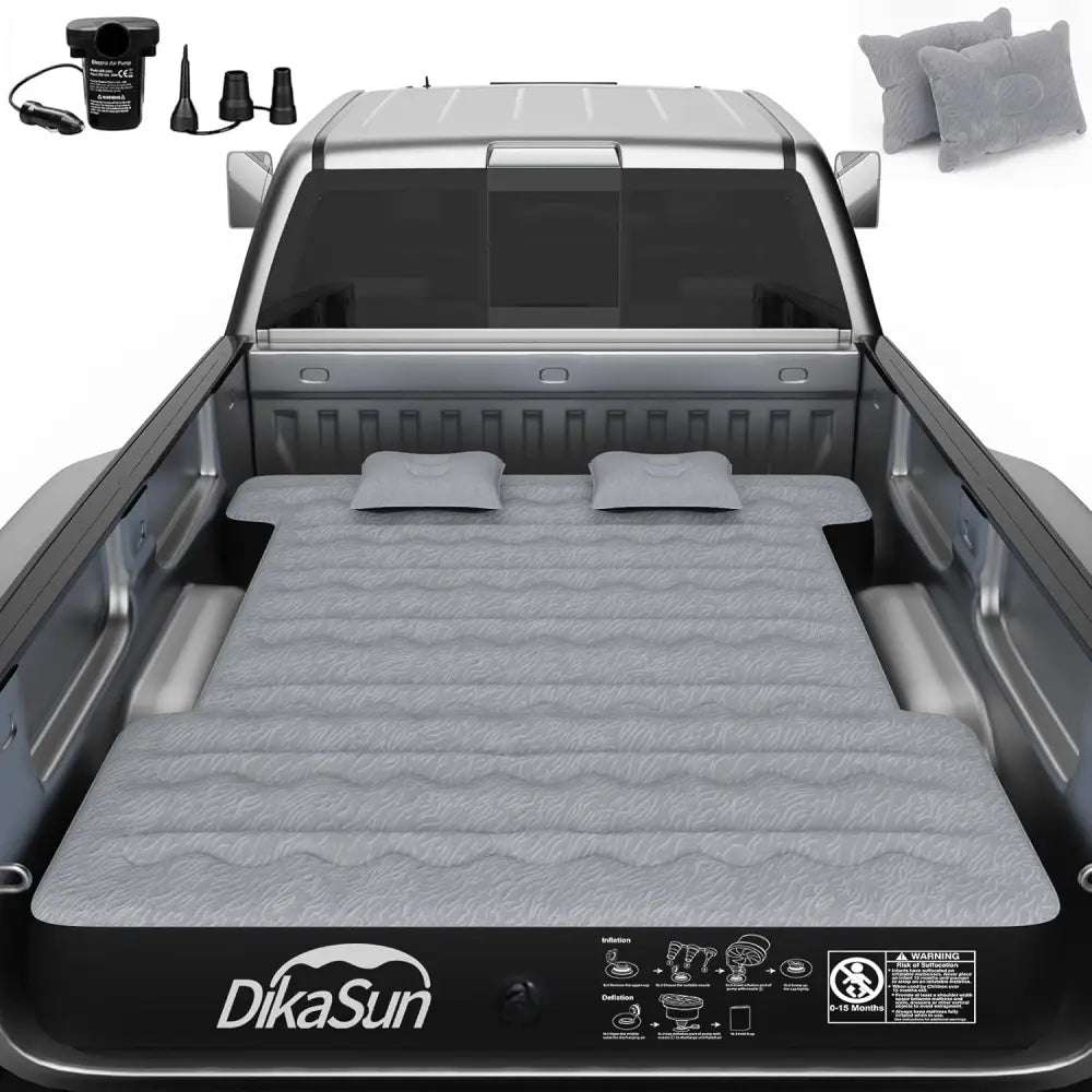Dikasun 5.5-5.8 ft Pickup Truck Bed Air Mattress Grey PVC Flocking