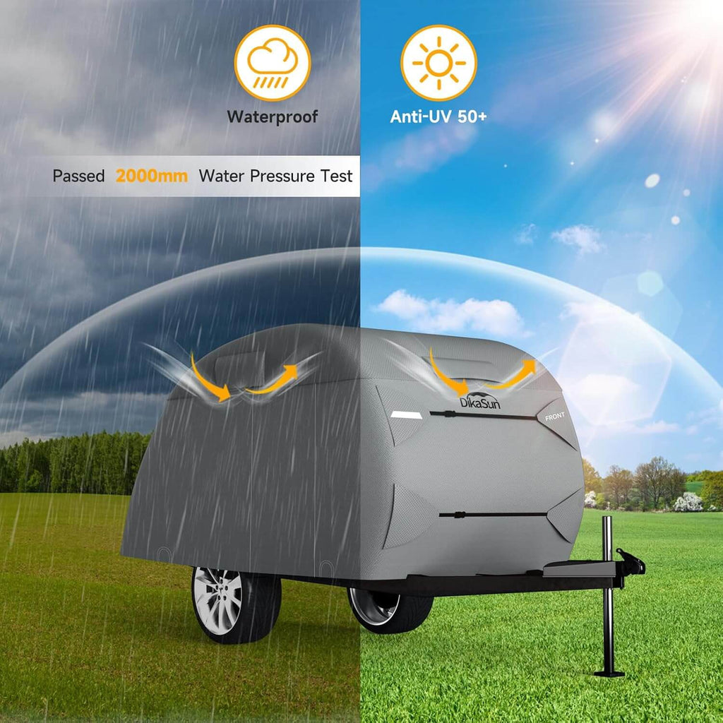 Dikasun Teardrop Trailer Cover 7-Layer Waterproof Camper Protection