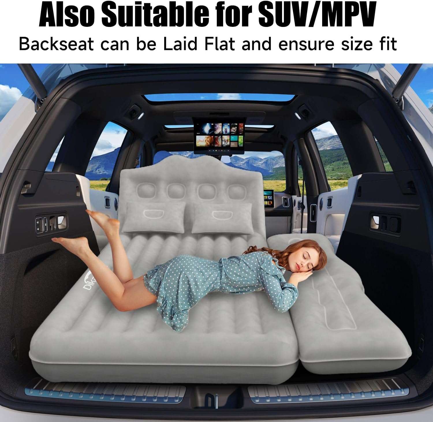 Dikasun Backseat Air Mattress 35.4" Width Grey Inflatable SUV Truck Car